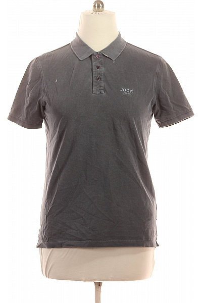 JOOP! Pánské Bavlněné šedé Polo Tričko S Krátkým Rukávem A Nápisem Vel. M