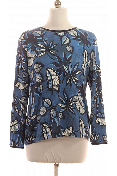 RABE Dámské viskózové tričko s dlouhým rukávem modré květinový vzor s kulatým výstřihem Velikost 44 | RABE | obrázek 2