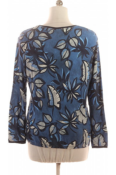 RABE Dámské viskózové tričko s dlouhým rukávem modré květinový vzor s kulatým výstřihem Velikost 44 | RABE | obrázek 3