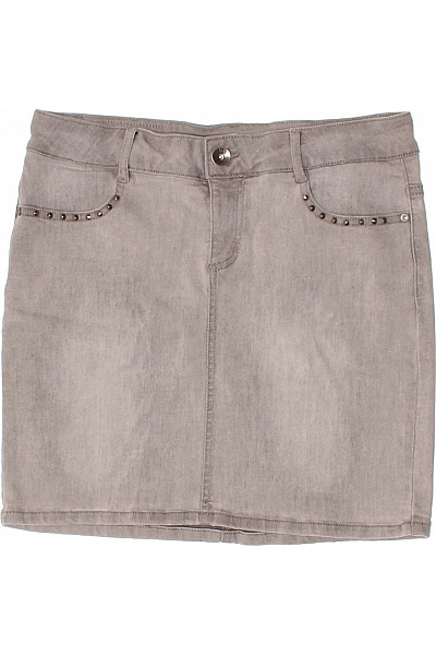 Les Ptites Bombes Dámská bavlněná šedá džínová mini sukně s nýty rovná Velikost 36 | Les Ptites Bombes | obrázek 2