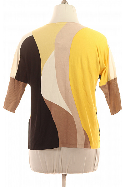 BETTY BARCLAY Dámský viskózový pulovr vzorovaný žlutý hnědý černý béžový krátký Velikost 44 | BETTY BARCLAY | obrázek 2