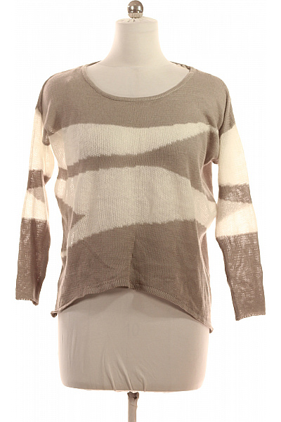 Love Stitch Dámský akrylový svetr s dlouhým rukávem béžový pruhovaný vzorovaný lehký volný Velikost M | Love Stitch | obrázek 2