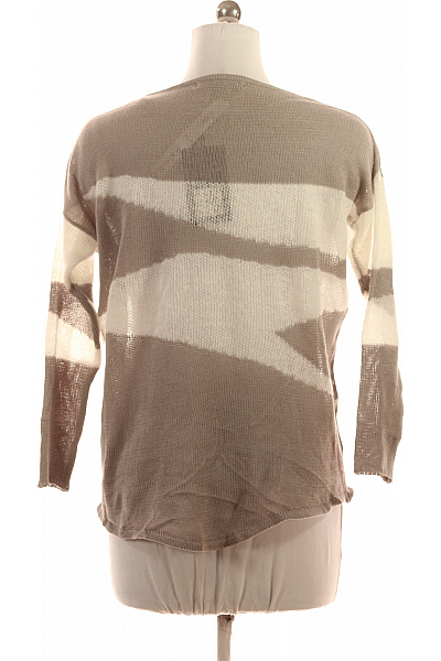 Love Stitch Dámský akrylový svetr s dlouhým rukávem béžový pruhovaný vzorovaný lehký volný Velikost M | Love Stitch | obrázek 3