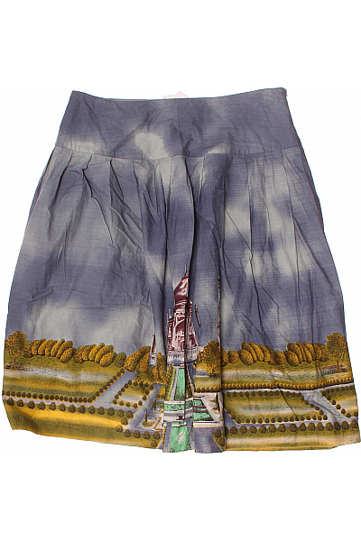 NOA NOA Dámská modrá plisovaná sukně s potiskem zámku a krajiny Vel. L | NOA NOA | obrázek 2