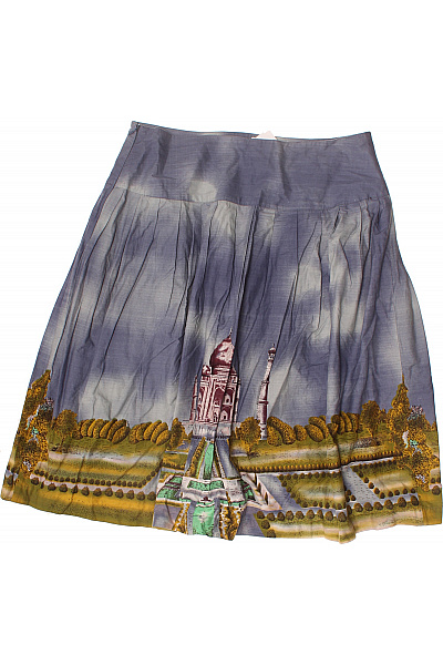 NOA NOA Dámská modrá plisovaná sukně s potiskem zámku a krajiny Vel. L | NOA NOA | obrázek 3