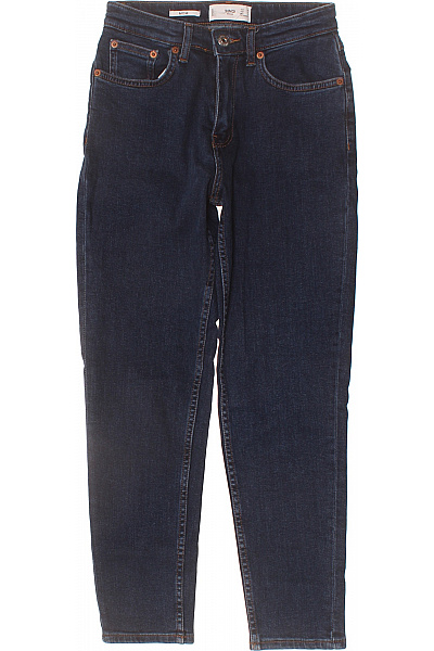 MANGO Dámské Tmavě Modré Džíny Klasické Rovné Kapsy Strečové Velikost 34