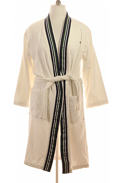 LACOSTE Bílý froté župan s pruhy na lemu | LACOSTE | obrázek 2