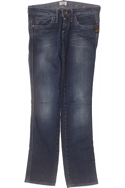 Dámské Modré Seprané Strečové Džíny Rovné Kapsy Velikost S