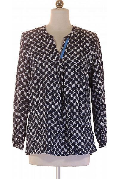 Cartoon Dámská viskózová halenka s dlouhým rukávem modrá vzorovaná elegantní tuniková Velikost 36 | Cartoon | obrázek 2