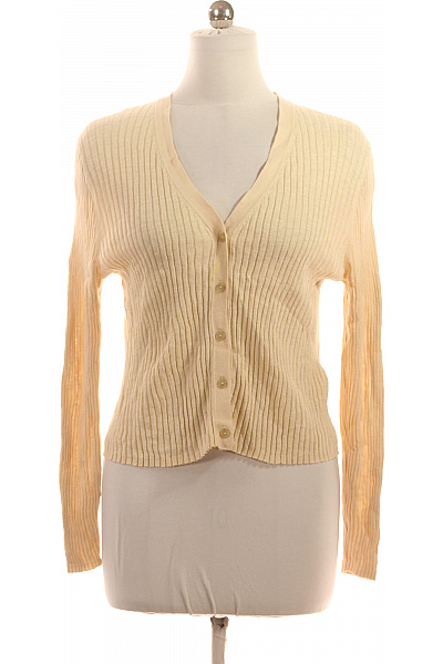 Marc O´Polo Dámský Bavlněný žebrovaný Kardigan Béžový Propínací S Výstřihem Do V Velikost XL