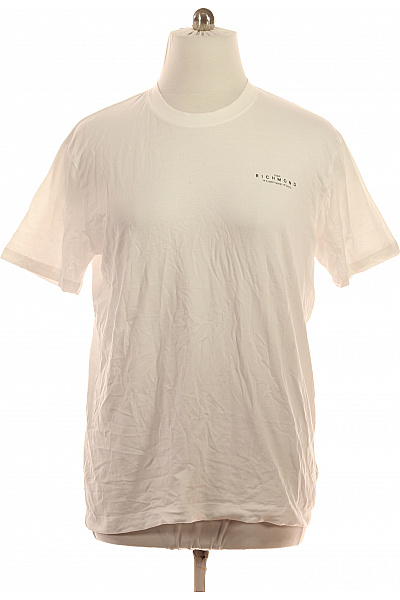 John Richmond Pánské Bílé Tričko S Krátkým Rukávem A Nápisem Basic Vel. XXL