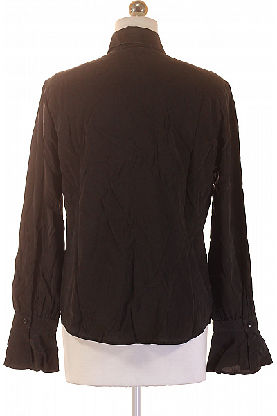 van Laack Dámská Hedvábné Černá Košile Elegantní S Volánky Dlouhý Rukáv Velikost 38 | van Laack | obrázek 3