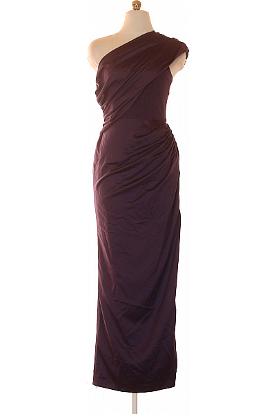 HERVE LEGER Dámské Dlouhé šaty Bez Rukávů Společenské Fialové Saténové Asymetrické Velikost 2