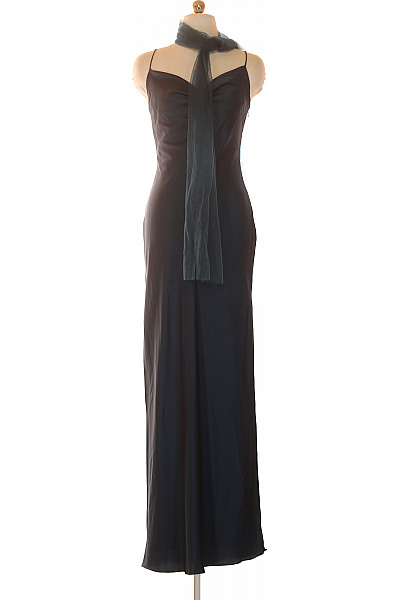 Unique Just Be You Dlouhé černé Saténové šaty Na Ramínka Večerní Elegantní Vel. 36