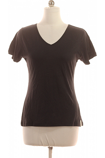 Dámské černé tričko V-výstřih krátký rukáv basic Vel. xl | Unimoda | obrázek 2