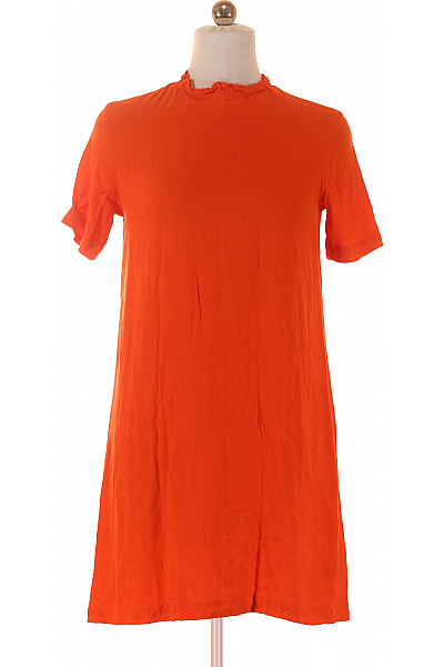 SELECTED Oranžové Letní Tričkové šaty Krátké Volné Jednoduché Denní Vel. 38