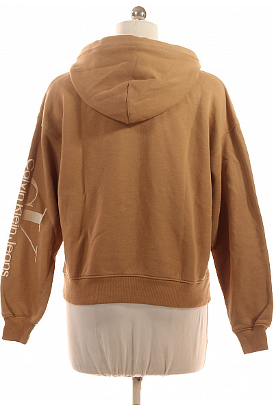 Calvin Klein Dámská bavlněná crop mikina s kapucí přes hlavu hnědá streetwear Velikost l | Calvin Klein | obrázek 3