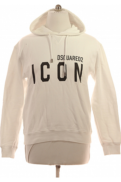 Dsquared2 Bílá Dámská Mikina S Kapucí Přes Hlavu Streetwear S Potiskem Vel. L