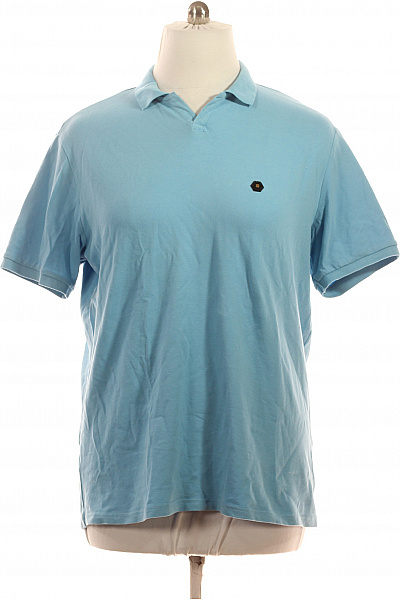 NO EXCESS Pánské Světle Modré Polo Tričko S Krátkým Rukávem Basic Vel. Xxl