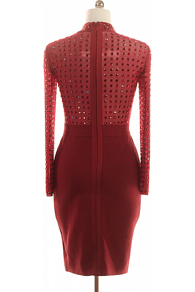 kraimod Červené pouzdrové šaty s dlouhým rukávem a třpytivé elegantní Vel. 40 | kraimod | obrázek 2