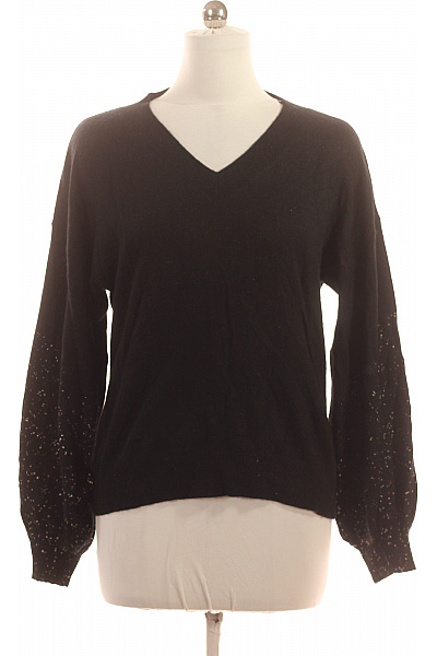 Brodie Cashmere Dámský černý kašmírový pulovr s výstřihem do V třpytivý Velikost M | Brodie Cashmere | obrázek 2