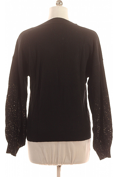 Brodie Cashmere Dámský černý kašmírový pulovr s výstřihem do V třpytivý Velikost M | Brodie Cashmere | obrázek 3