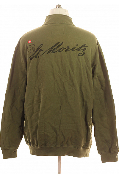 St.Moritz Pánská khaki mikina na zip s výšivkou outdoorová streetwear Vel. 3XL | St.Moritz | obrázek 3