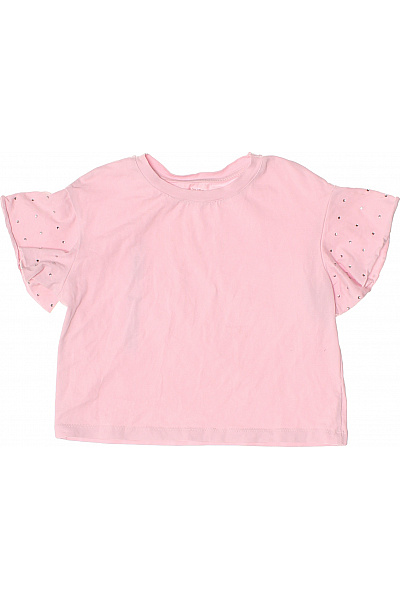 Dívčí Růžové Tričko Krátký Rukáv Flitry Nabírané Letní Velikost 116 | Unimoda | obrázek 2