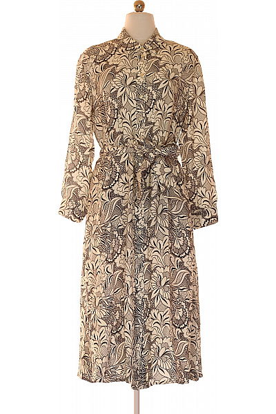 Max Mara Dámské šaty midi s dlouhým rukávem květované černo-bílé košilové s páskem Velikost M | Max Mara | obrázek 2