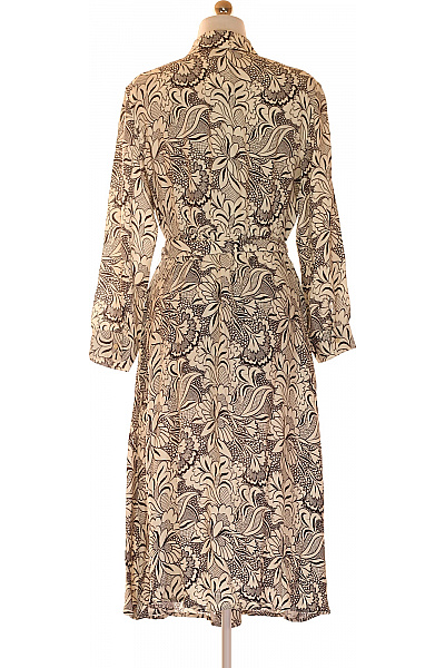 Max Mara Dámské šaty midi s dlouhým rukávem květované černo-bílé košilové s páskem Velikost M | Max Mara | obrázek 3