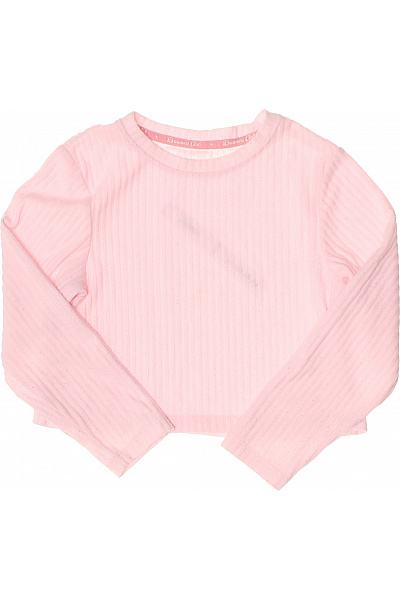 Primark Dívčí žebrované Tričko Dlouhý Rukáv Crop Ležérní Růžové Velikost 122