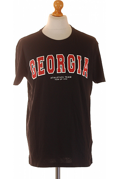 Sky Rebel Pánské bavlněné černé tričko s krátkým rukávem a nápisem Georgia Vel. l | Sky Rebel | obrázek 2