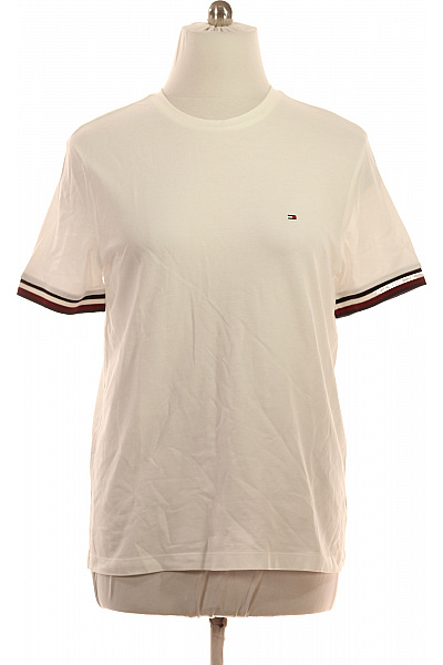 TOMMY HILFIGER Pánské bílé tričko s krátkým rukávem a pruhy na lemu Velikost m | TOMMY HILFIGER | obrázek 2