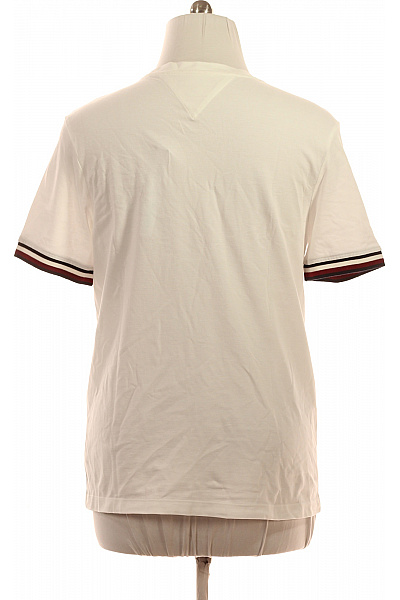 TOMMY HILFIGER Pánské bílé tričko s krátkým rukávem a pruhy na lemu Velikost m | TOMMY HILFIGER | obrázek 3