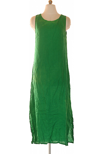 LAWRENCE GREY Zelené Lněné Rovné Letní Dámské šaty Na Ramínka Jednoduché Velikost S