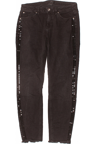 Monari Černé Skinny Džíny Seprané S Flitry Na Boku Velikost 38