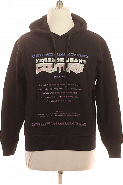 VERSACE Černá Pánská Streetwear Mikina S Kapucí A Potiskem Přes Hlavu Vel. L