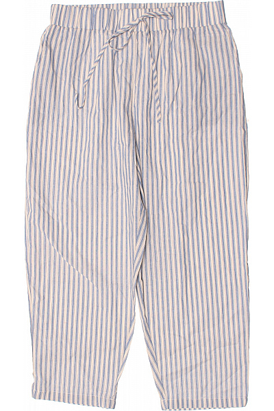 Dámské Letní Pruhované Volné Kalhoty S Mašlí Na Doma Vel. M