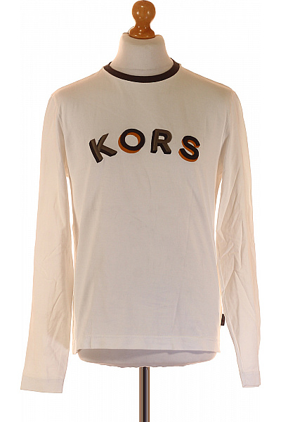 MICHAEL KORS Bavlněné Bílé Tričko S Dlouhým Rukávem A Nápisem Basic Velikost M