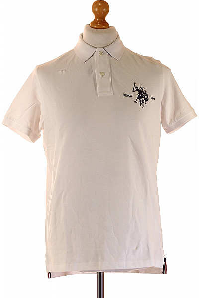 U.S.POLO ASSN. Polo Tričko Bavlněné Bílé S Krátkým Rukávem S Výšivkou Vel. M