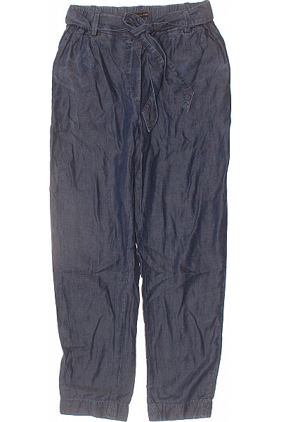 massimo dutti Dámské modré volnočasové kalhoty s mašlí a pružným pasem Velikost XXS | massimo dutti | obrázek 2