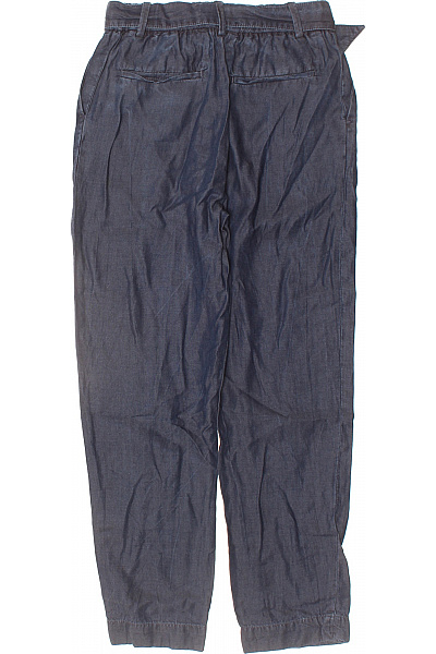 massimo dutti Dámské modré volnočasové kalhoty s mašlí a pružným pasem Velikost XXS | massimo dutti | obrázek 3