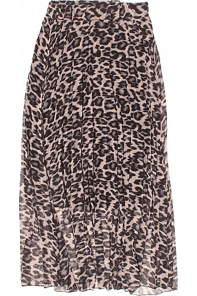 Sublevel Dámská Plisovaná Leopardí Midi Sukně S Pružným Pasem Vel. S/m