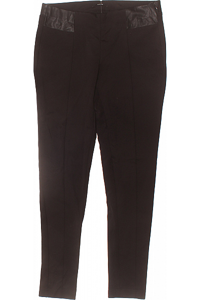 OPUS Dámské černé strečové elegantní kalhoty koženkové detaily Velikost 40 | OPUS | obrázek 2