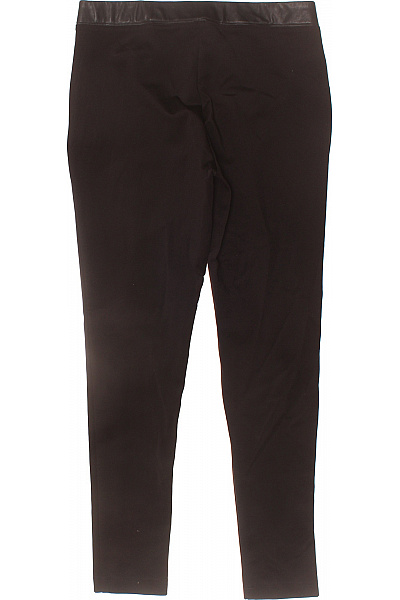 OPUS Dámské černé strečové elegantní kalhoty koženkové detaily Velikost 40 | OPUS | obrázek 3