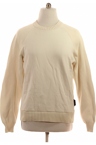 Pánský Bavlněný Krémový Svetr Přes Hlavu žebrovaný Basic Velikost XXL