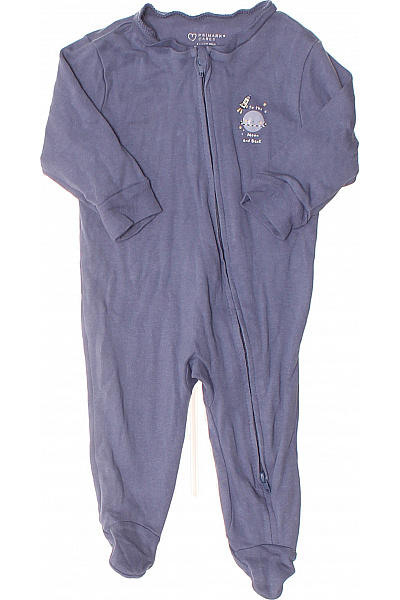 Primark Dětské Kojenecké Body Modré S Potiskem Měsíc Raketa Zip Dlouhý Rukáv