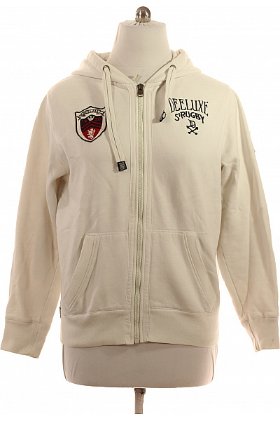 Bavlněná Krémová Mikina S Kapucí A Výšivkou Streetwear Vel. L