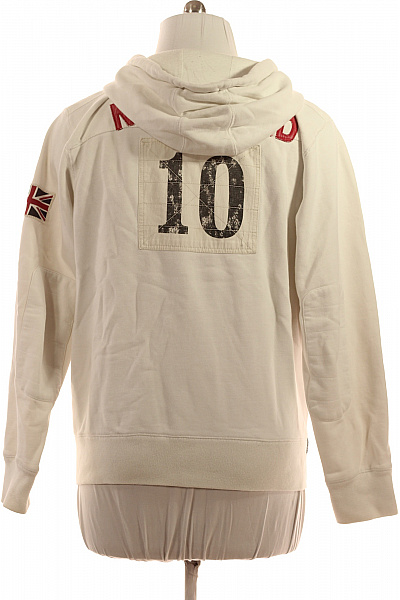 Bavlněná krémová mikina s kapucí a výšivkou streetwear Vel. l | Unimoda | obrázek 2