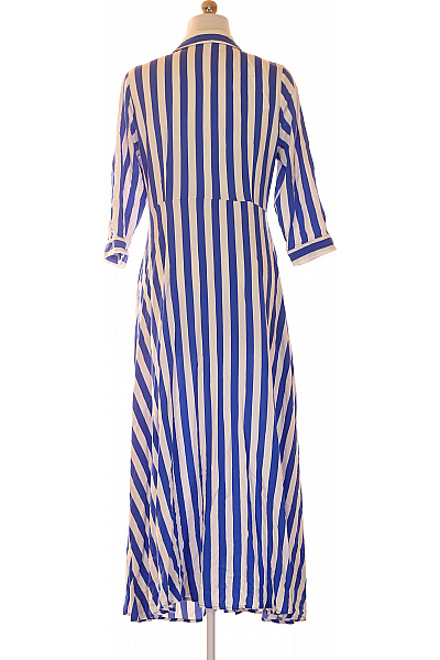 Dámské šaty s dlouhým rukávem pruhované modro-bílé košilové maxi Velikost M | Unimoda | obrázek 3